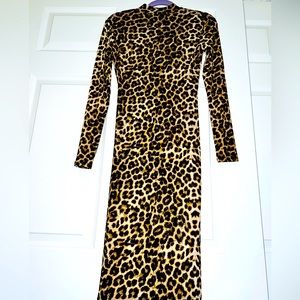 MESH SEE-THROUGH LEOPARD DRESS